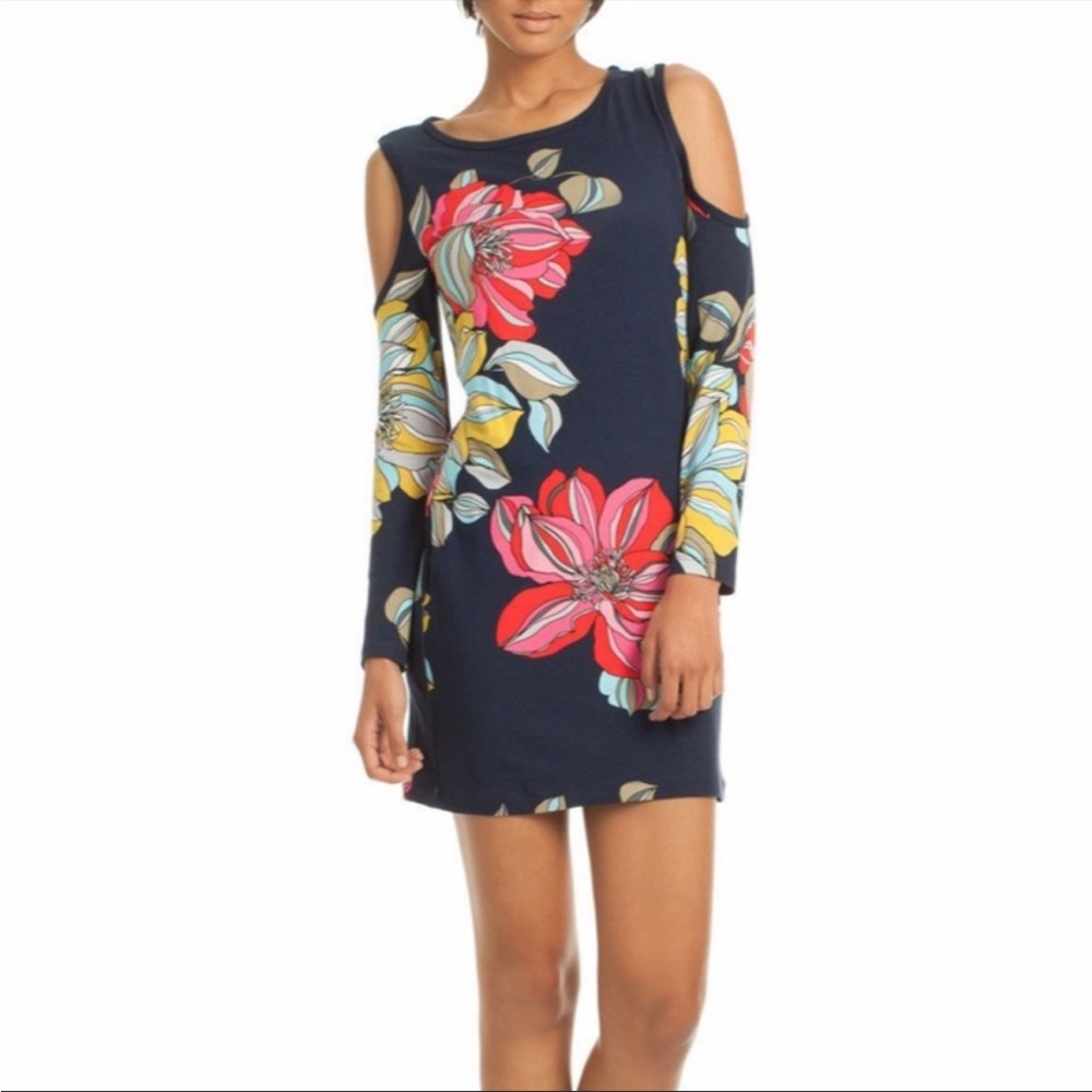 Trina Turk Hawaiian print cold shoulder dress